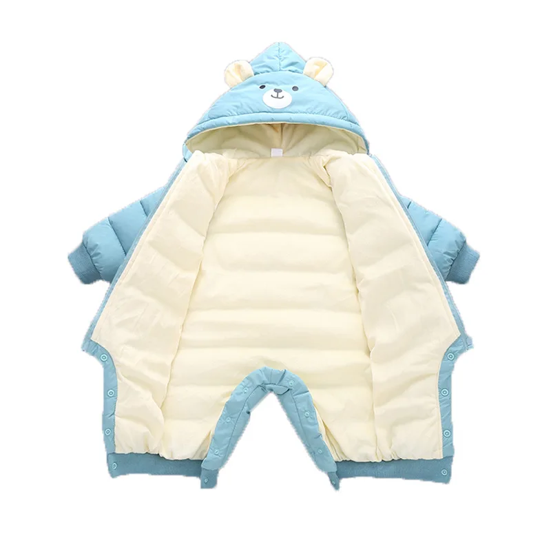 

2021 New born Panda Baby clothes Winter Hooded Rompers Thick Cotton Warm Outfit Jumpsuit Overalls Snowsuit Children Boy Clothing