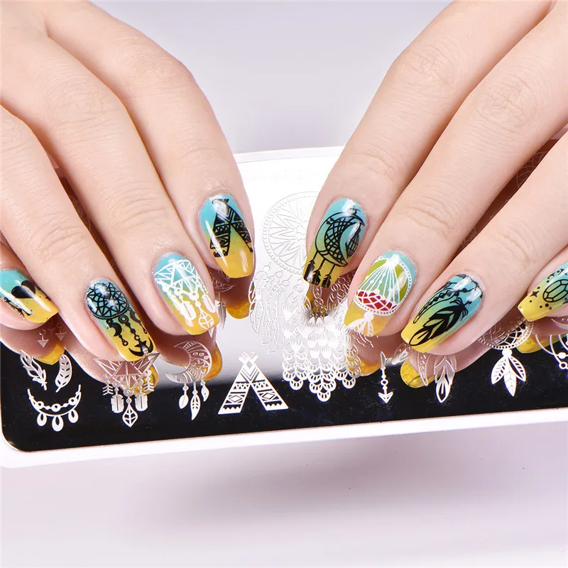 6*12 см штамповки BeautyBigBang для ногтей &quotсделай сам&quot с изображением Ловца снов перо