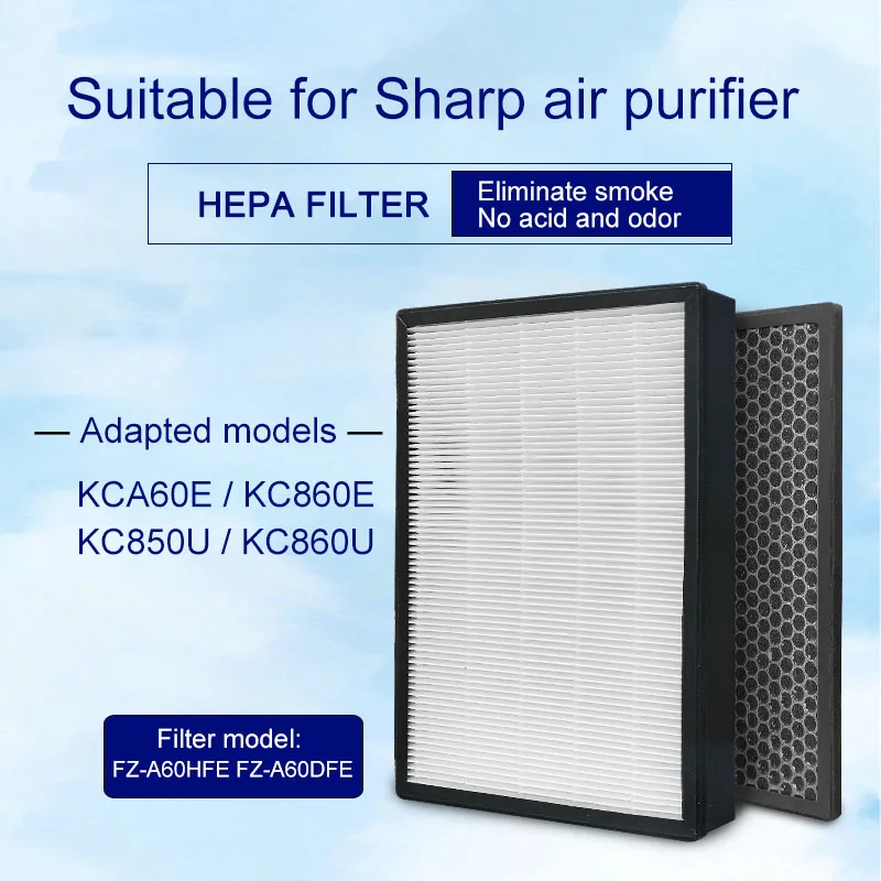

For Sharp Air Purifier Hepa Filter FZ-A60HFE And activated Carbon Filter FZ-A60DFE KC-C150E KC-860U KC-A60E KC-860E
