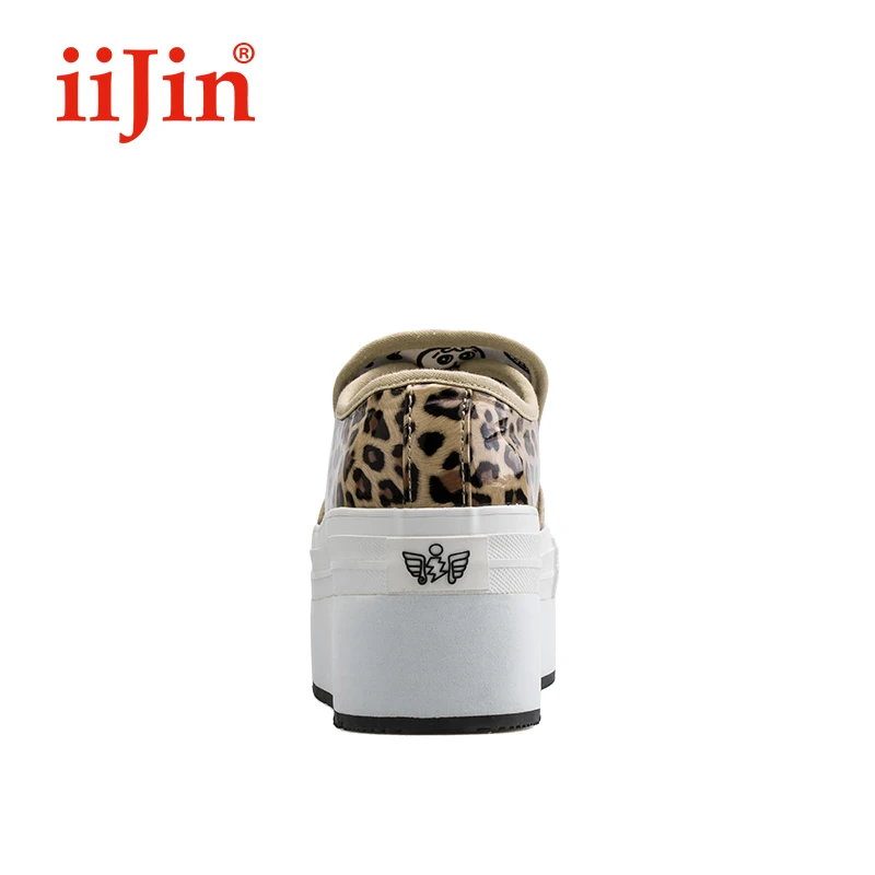 

New arrival leopard print pattern thick bottom flats platform sneaker versatile slip on female women's shoes loafers