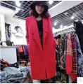 Модное осенне-зимнее шерстяное пальто для женщин с меховым воротником, однобортное, размера плюс, длинное, Casaco, 5 цветов, A0349
