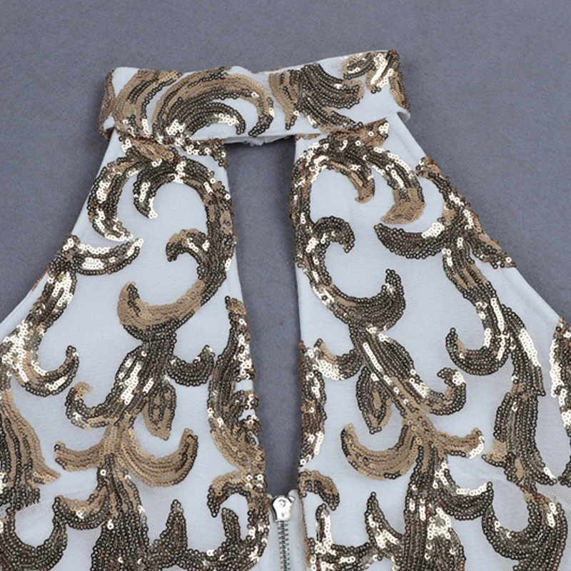 

INDRESSME 2019 New Women Bandage Dress Runway Party Dresses Sequined Halter Mesh Sexy Lady Celebrity Backless Club Dress Lady