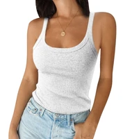 women sleeveless spaghetti vest knitted camis u neck tank tops casual solid basic camisole for female plus size ribbed top d30