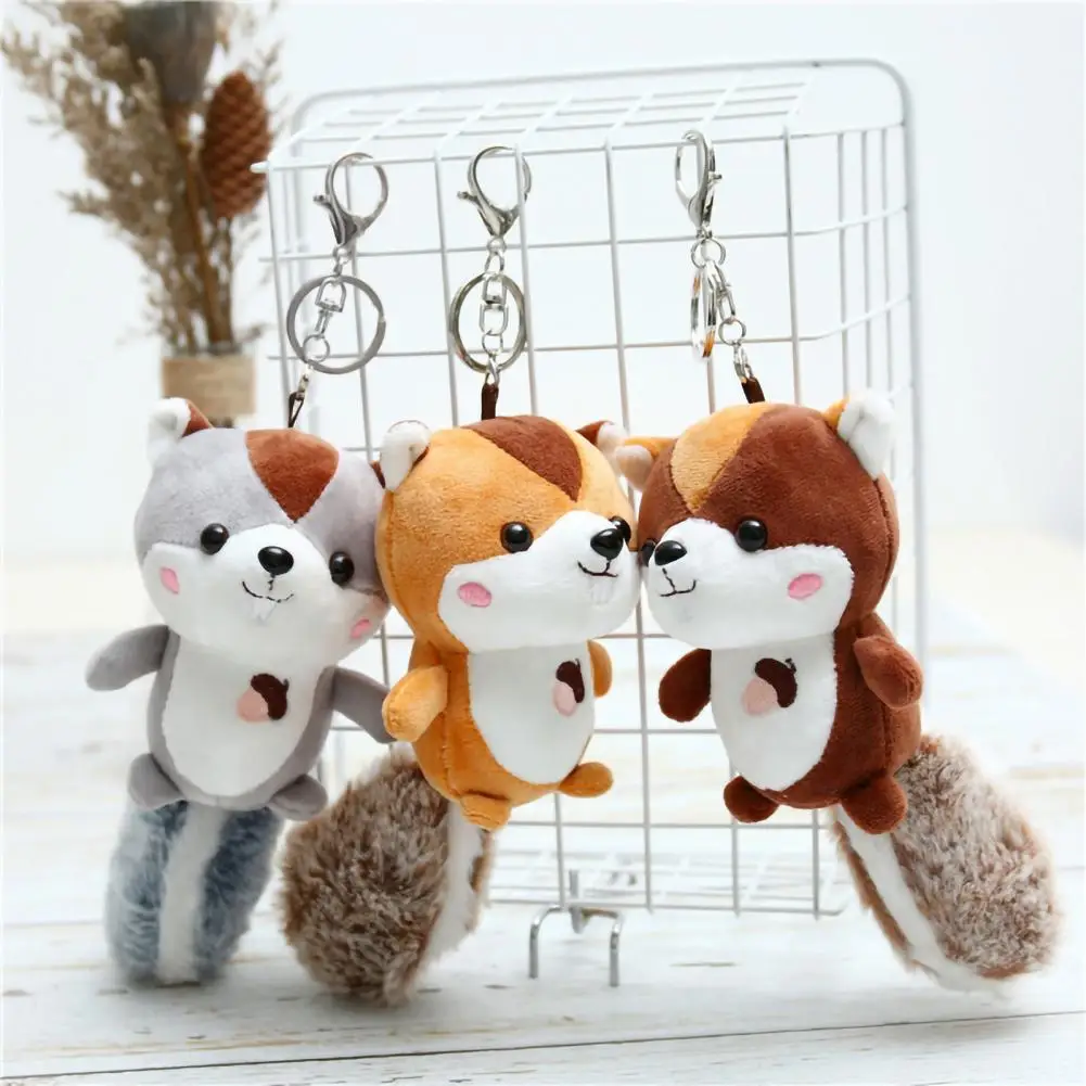 

Funny Squirrel Pendant Furry Large Tail Lovely Vivid Squirrel Plush Pendant Keychain for Cellphone