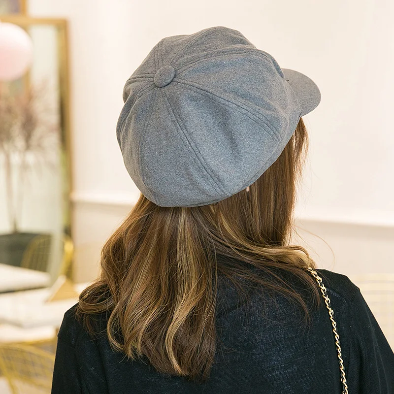 Осень-зима головные уборы для женщин Восьмиугольные шапочки Женская