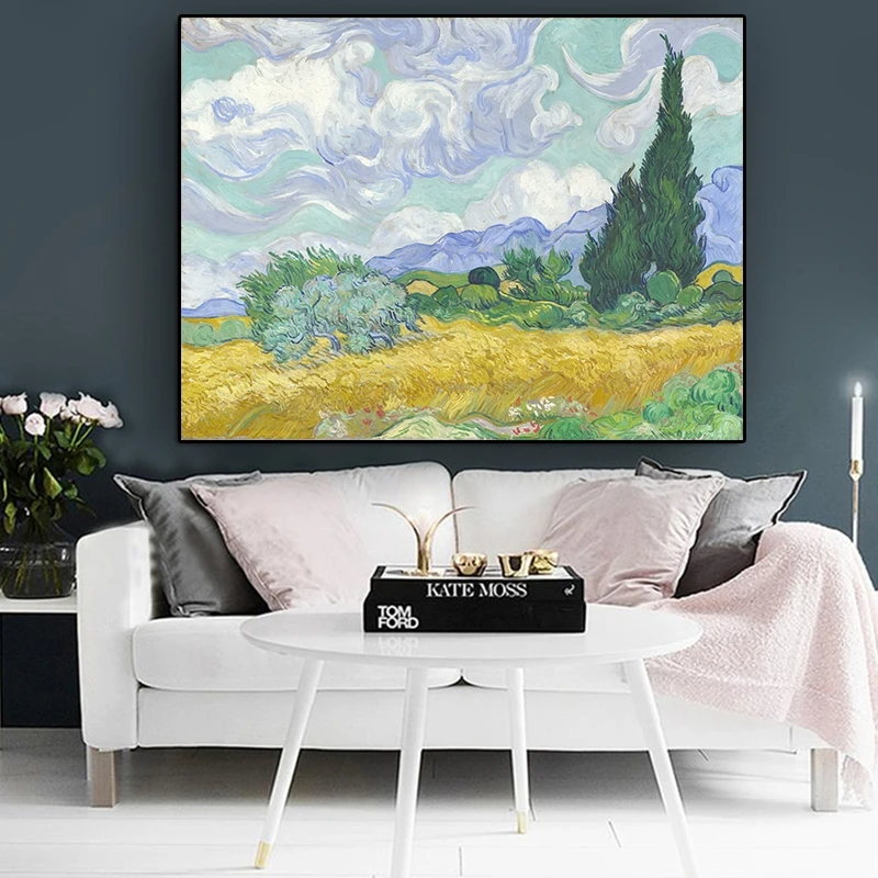 Известная живопись сытофилд с ципрессами Ван Гога холст плакаты и принты
