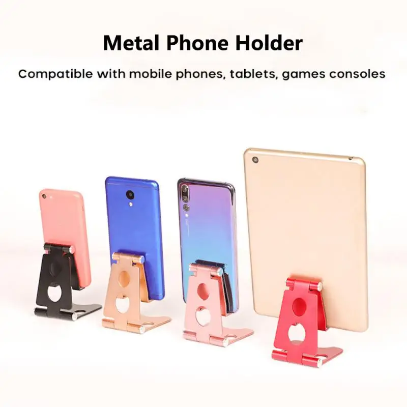 

Universal Aluminum Alloy Silicone Mobile Phone Holders Tablets Game Consoles Stand Bracket Adjustable Metal Double Folding Stand