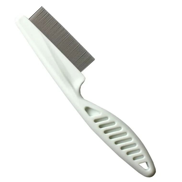 

1 Pc Large 18cm White Plastic Handle Flea Free Pet Comb Cat Dog