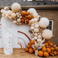 104pcs double orange balloons arch wedding decorations cream peach balloon garland bride to be anniversary party decor supplies