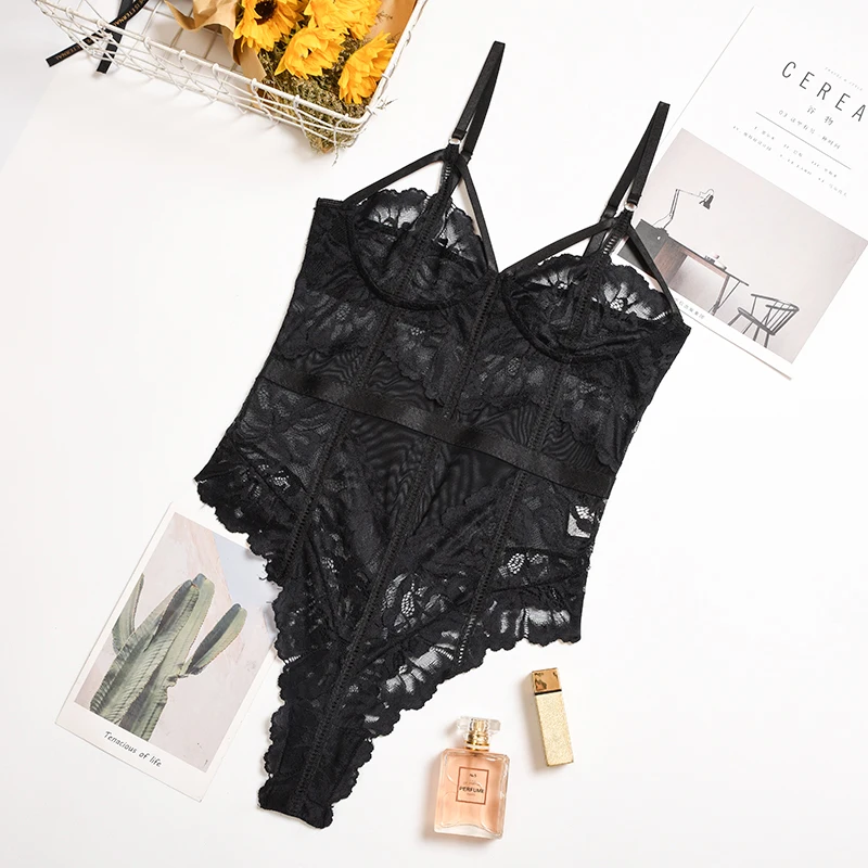 

Sexy Women Babydoll Lingerie Lace Bodysuit Bra Thong Set Underwear Nightwear
