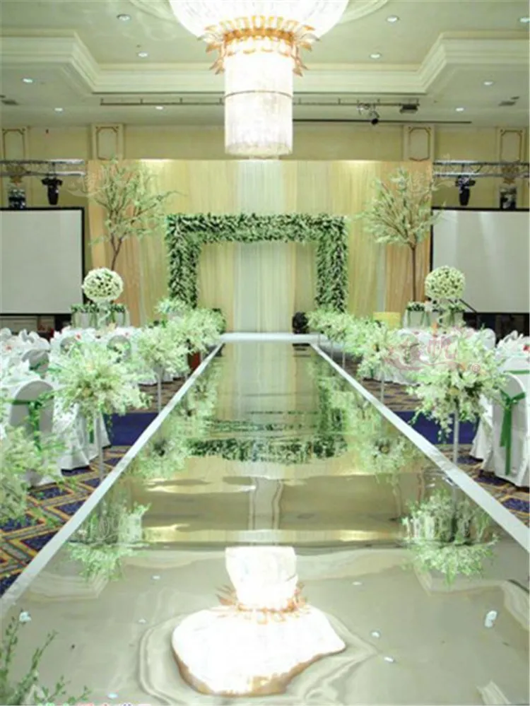 

1m Wide Luxury Wedding Backdrop Decor Mirror Carpet Gold Silver Double Side Aisle Runner For Party Decoration Supplies