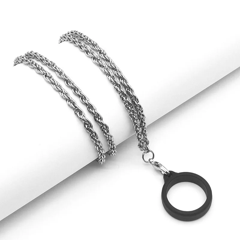 

fashion Vape POD Silicone metal lanyard necklace with 2 rings vapeband For nfix novo zero relx yooz nord caliburn crown