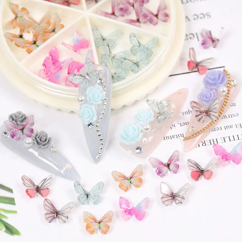 

3D украшения Стразы для ногтей в виде бабочек, Кристальные стеклянные украшения для ногтей, блестящие стразы, Типсы, красочный маникюр, модны...