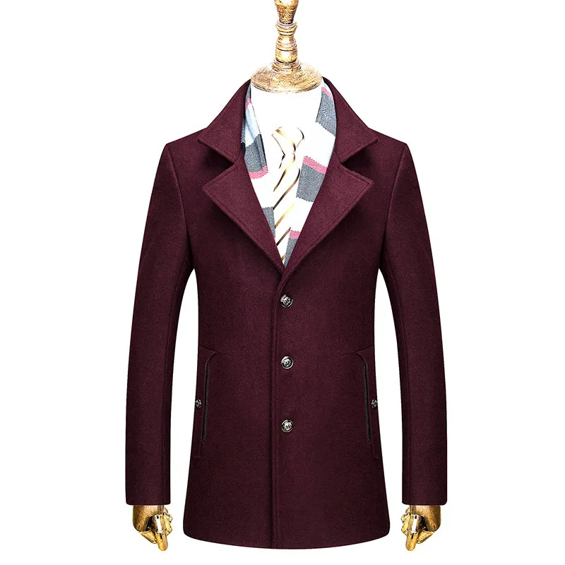 Деловое шерстяное пальто со съемным шарфом однотонные зимние куртки модная