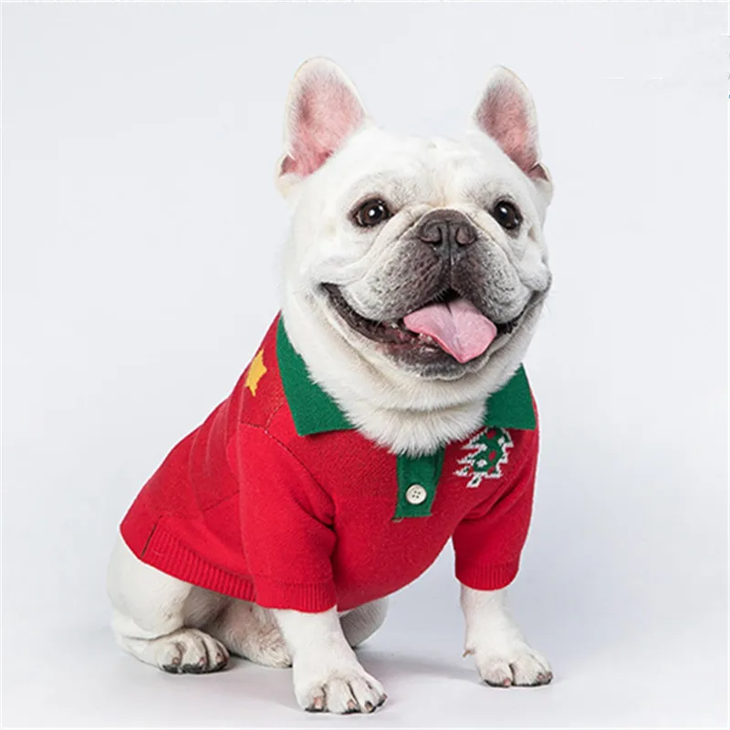 

Christmas Dog Costume Sweater Coat Doggie Cat Yorkshire Poodle Bichon Pomeranian Pug French Bulldog Clothes Winter Pet Outfit