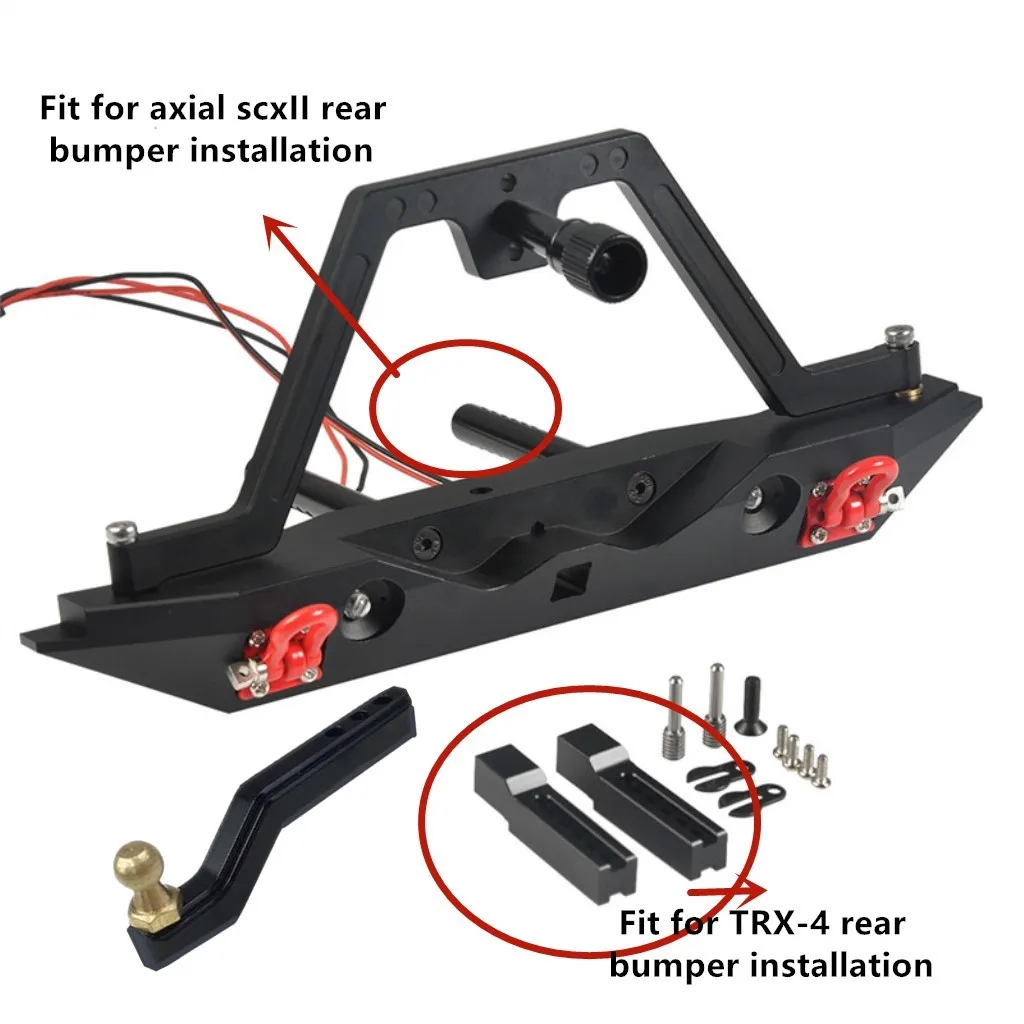 

Металлический задний бампер с 2 светодисветильник дами для радиоуправляемого гусеничного автомобиля 1/10 Axial SCX10 и SCX10 II 90046 TRAXXAS -4 4