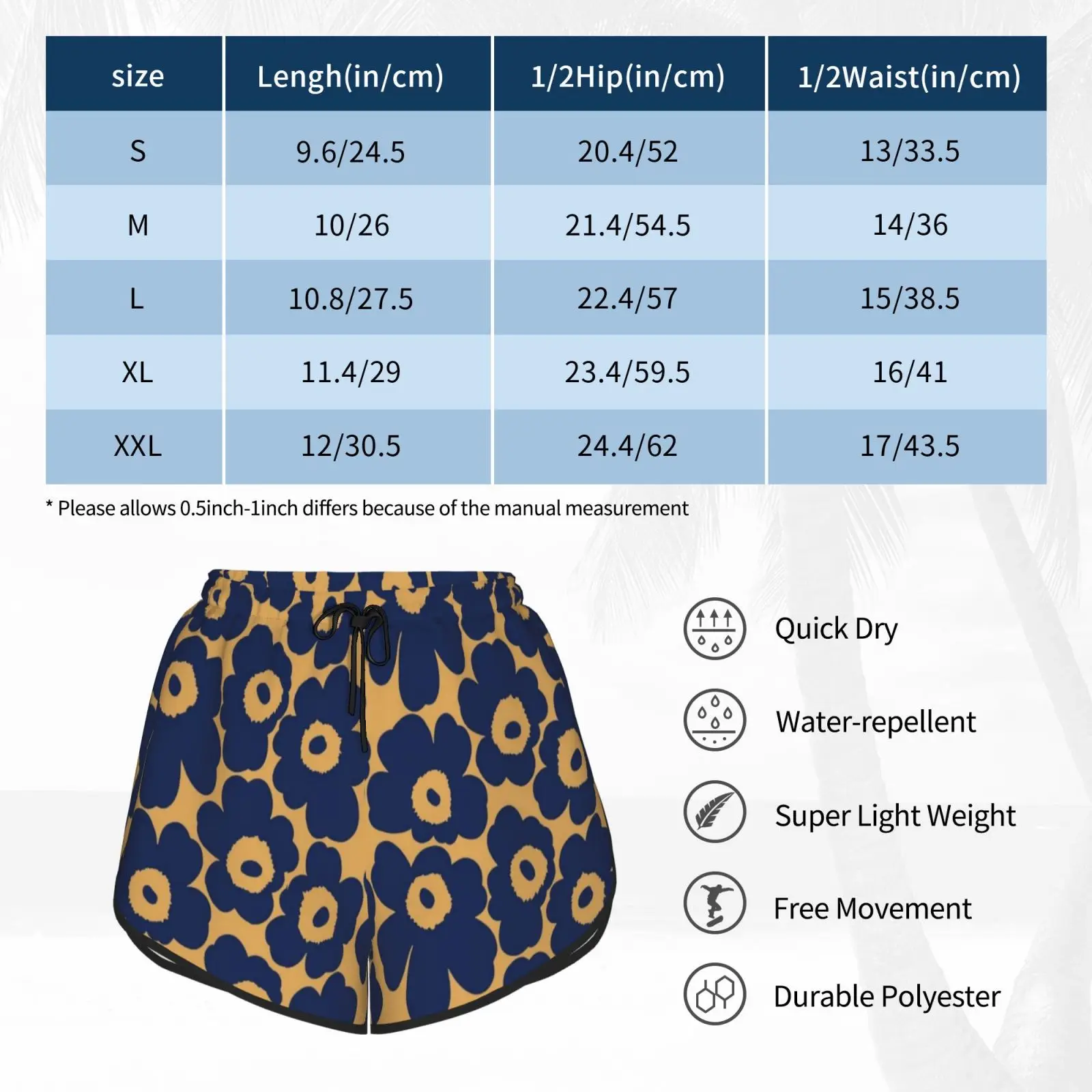 

Floral Design Swim Shorts Women Beach Shorts Lokki White Scandinavian Scandi Sweden Swedish Norway