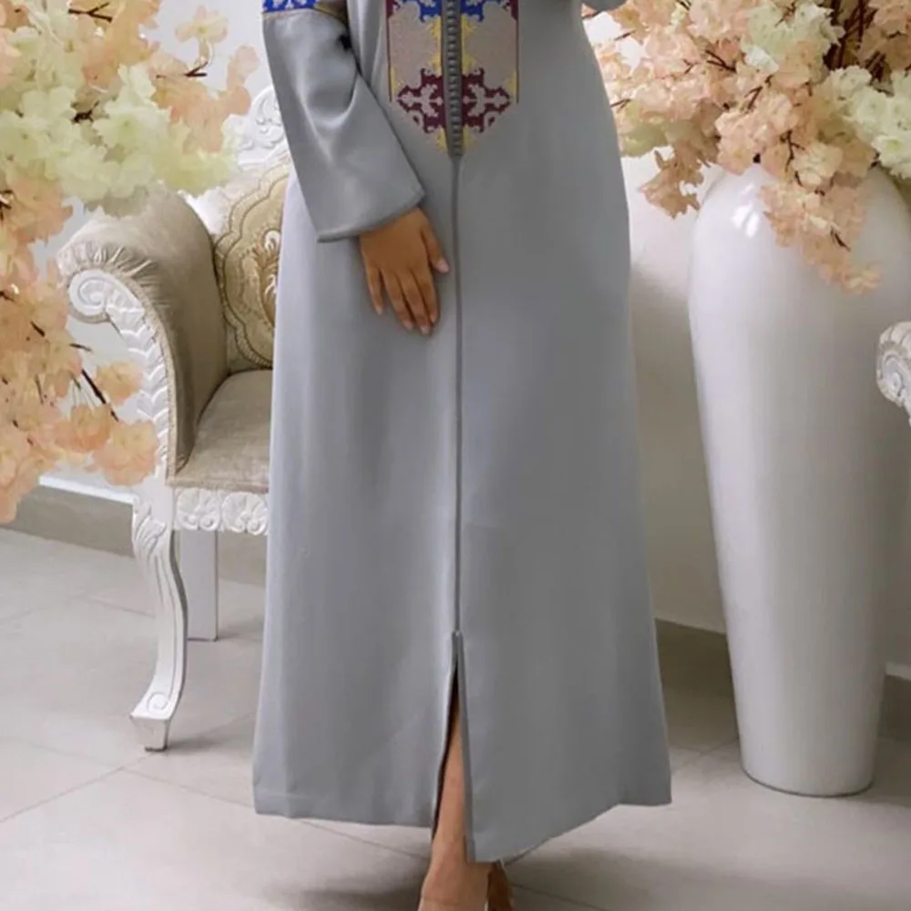 

African Casual Long Dress Women Robe Long Sleeve Vintage Patten Print Dubai Oversize Loose Maxi Female Spring Summer 2021