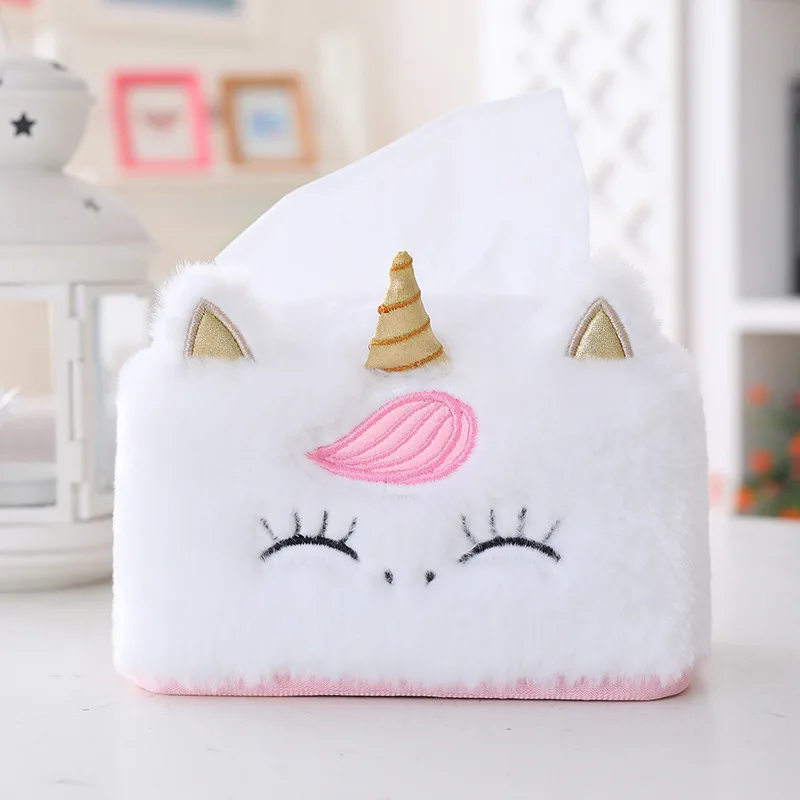Украшение для вечеринки в виде единорога плюшевая коробка салфеток украшения