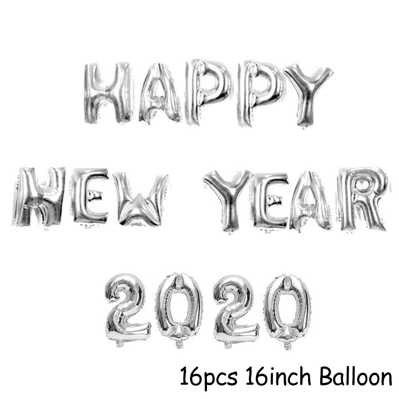 16pcs Balloons Фоторамка с новогодним декором воздушные шары из фольги новогодние Вечерние Декорации шариковые шары с цифрами - Цвет: 16pcs Balloons