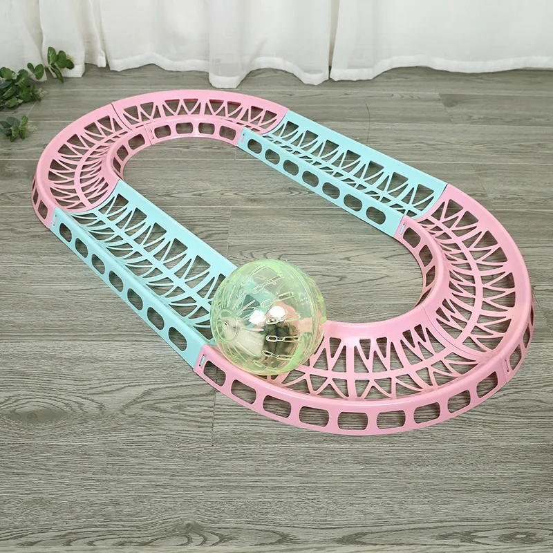 

Hamster Train Toy Hamster Running Track Jigsaw Puzzle Play with Ball Do Hidden Sports Toy Sports Track Small Pet Track Toy