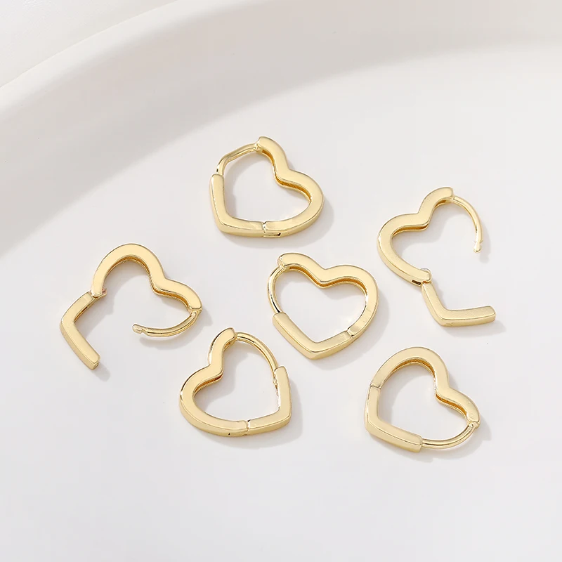 

Copper 14K Gold Plating Heart Huggie Hoop Earrings 2pcs For Jewelry Making Diy Accessories