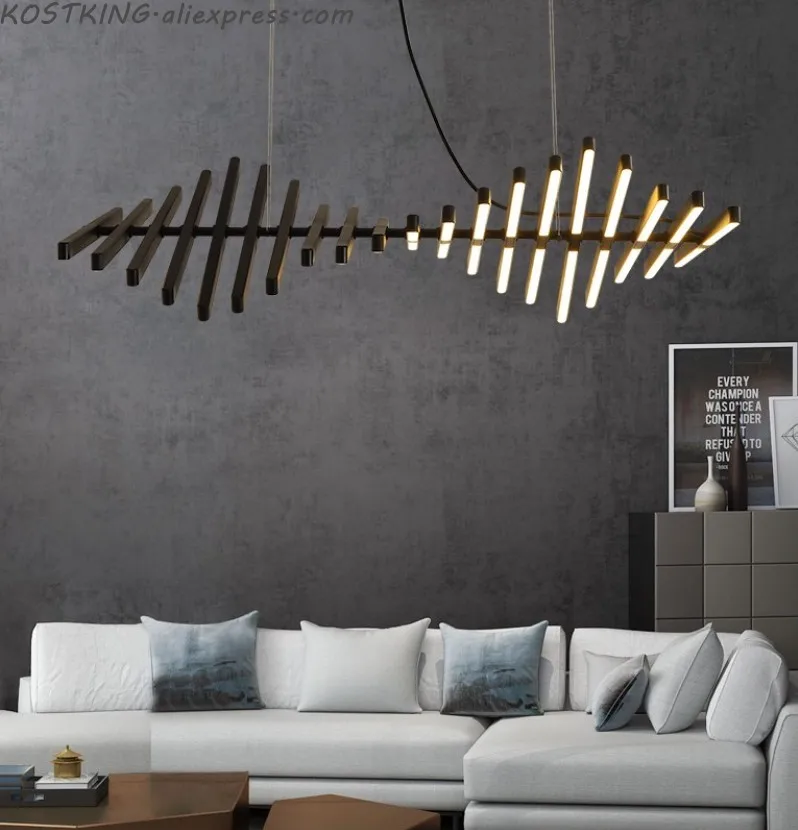 

Современная светодиодная люстра в скандинавском стиле, потолочные светильники черного/белого цвета в стиле лофт, лампа для гостиной, домаш...