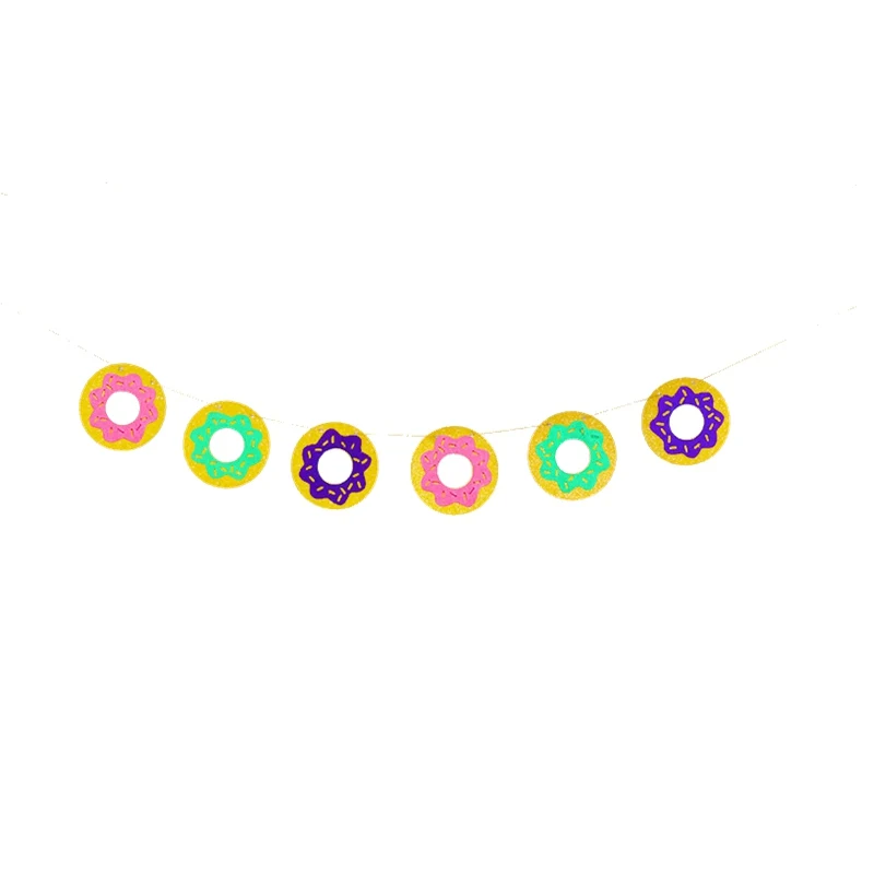 1pc Donut flag Летняя Вечеринка пончик мороженое тема украшения для кексов тарелка сотовый флаг с мячом коробка конфет набор день рождения, детский душ вечерние поставки - Цвет: 1pc Donut flag