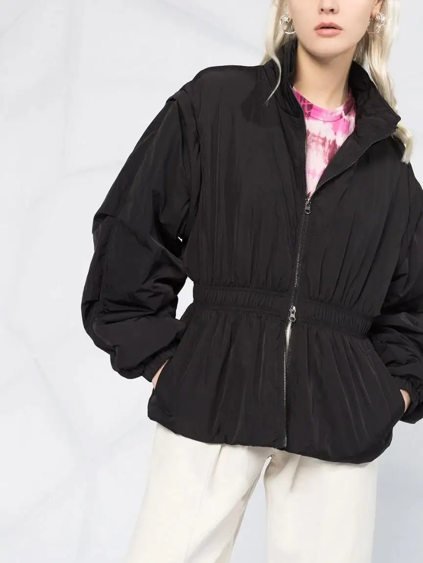 

2021 Women Jacket Autumn Winter Elastic Waist Zipper Sleeve Detachable WomenJacket