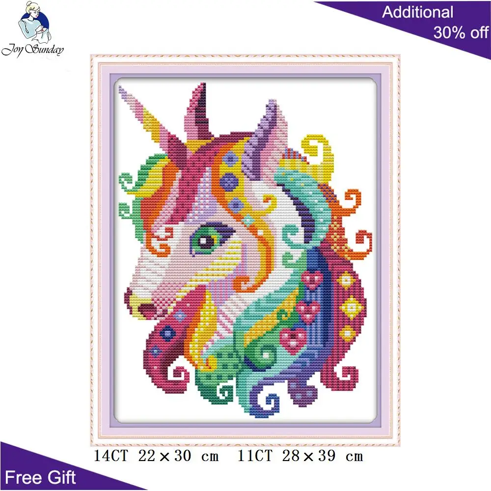 Joy Sunday Unicorn DA172 14CT 11CT Counted and Stamped Home Decor Animal Needlework Needlepoint Embroidery DIY Cross Stitch kits