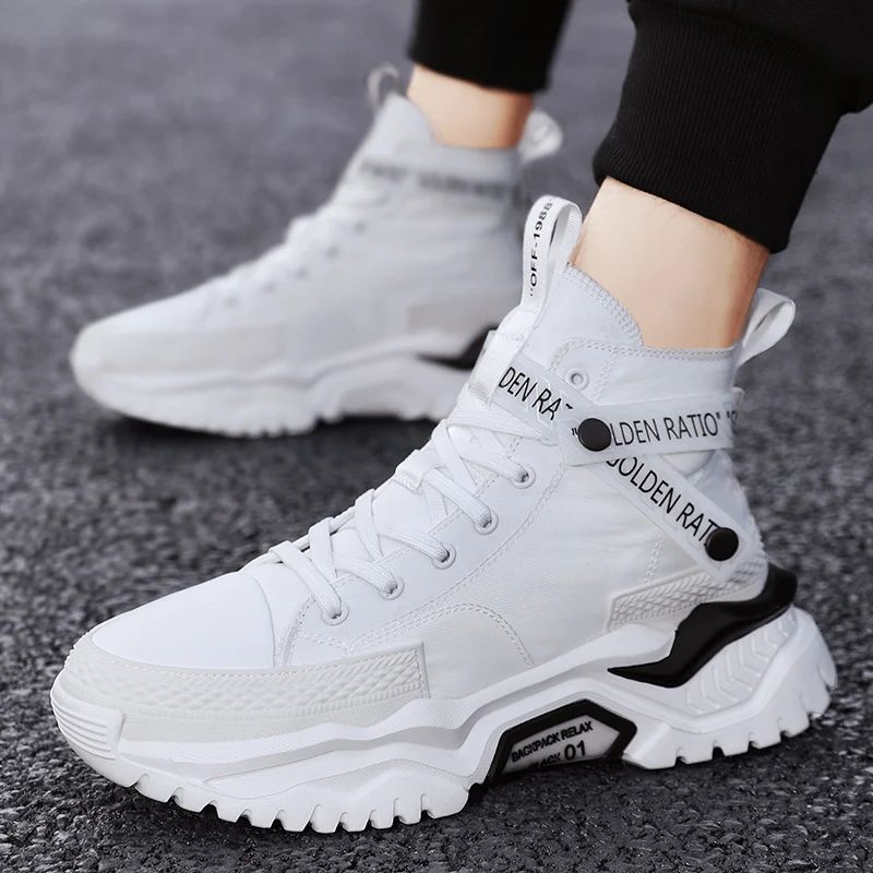 

Кроссовки мужские высокие, Спортивная дышащая обувь, сетчатые, на шнуровке, повседневные, для улицы, на осень