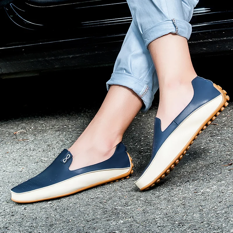 

Men Casual Flats Shoes Leather Casual Loafers Breathable Comfortable Driving Shoe Soft Light Fashion Footwear Plus Size