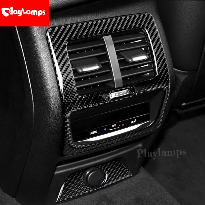 Car Styling For BMW G01 G02 X3 X4 Carbon Fiber Center Console Rear Air Conditioning Outlet Vent Frame stickers Decals | Автомобили и