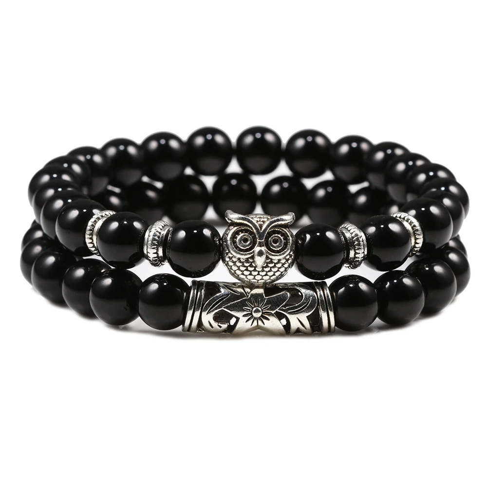 2 шт./компл. браслет из камня тигровый глаз Будда Лава бисера эластичные браслеты