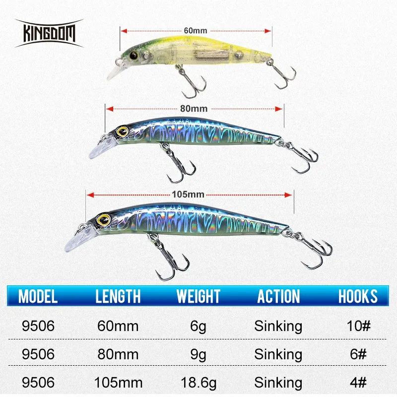 Популярные рыболовные приманки Kingdom Jerkbaits 60 мм 6 г 80 9 105 18 яркие высококачественные