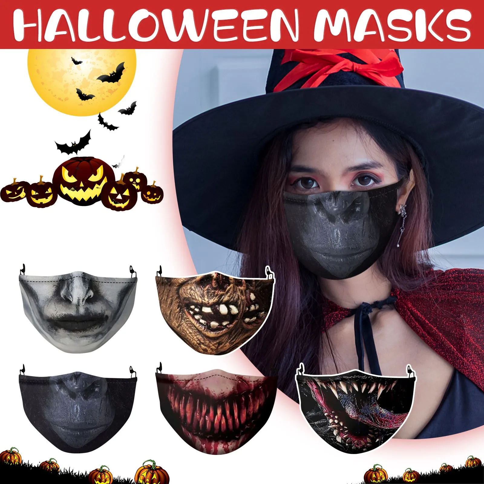 Женская Черная хлопковая маска для лица|Аксессуары костюмов| |