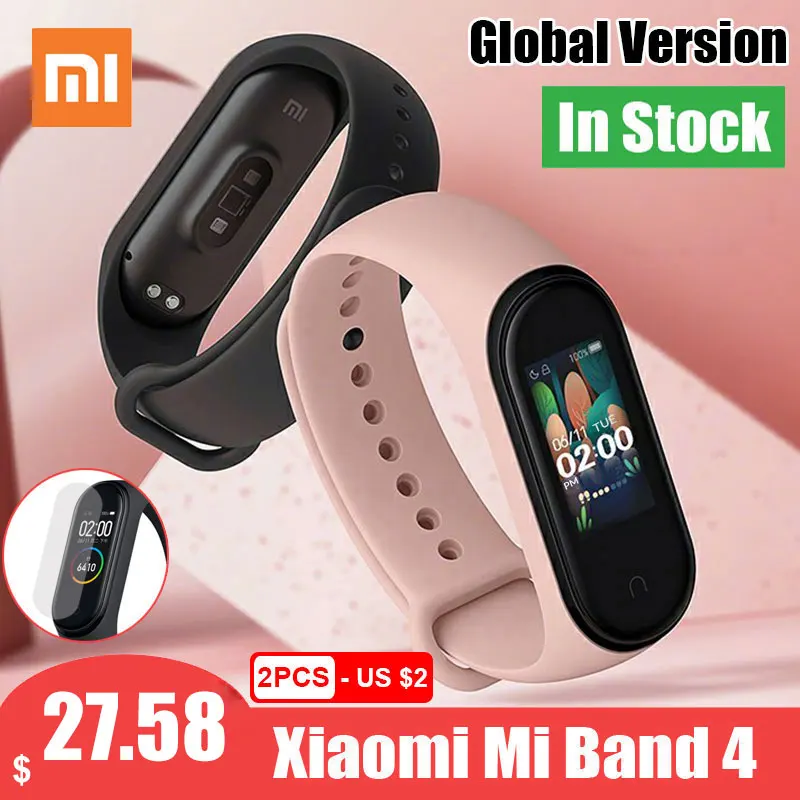 Xiaomi Mi Band 4 глобальная Версия смарт браслет Miband фитнес с цветным экраном Bluetooth 5 0