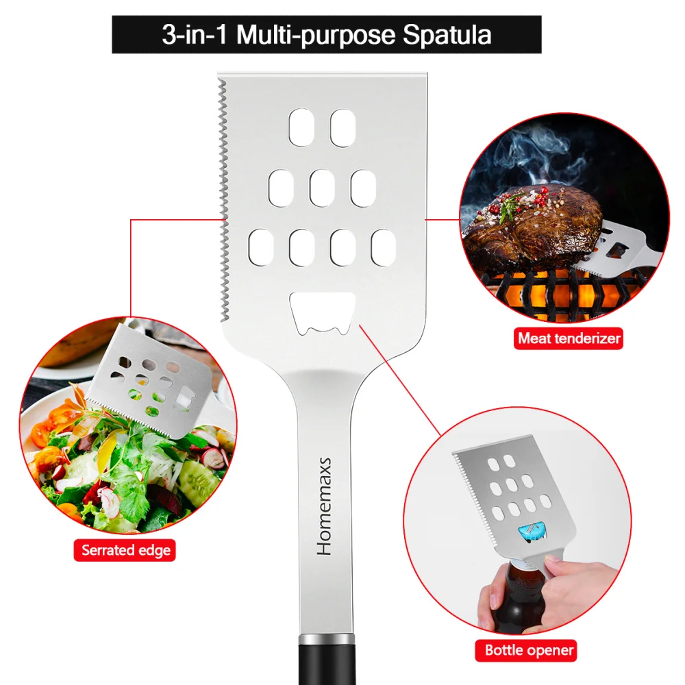 

HOMEMAXS 5Pcs Stainless Steel BBQ Tools Outdoor Barbecue Grill Utensils Set