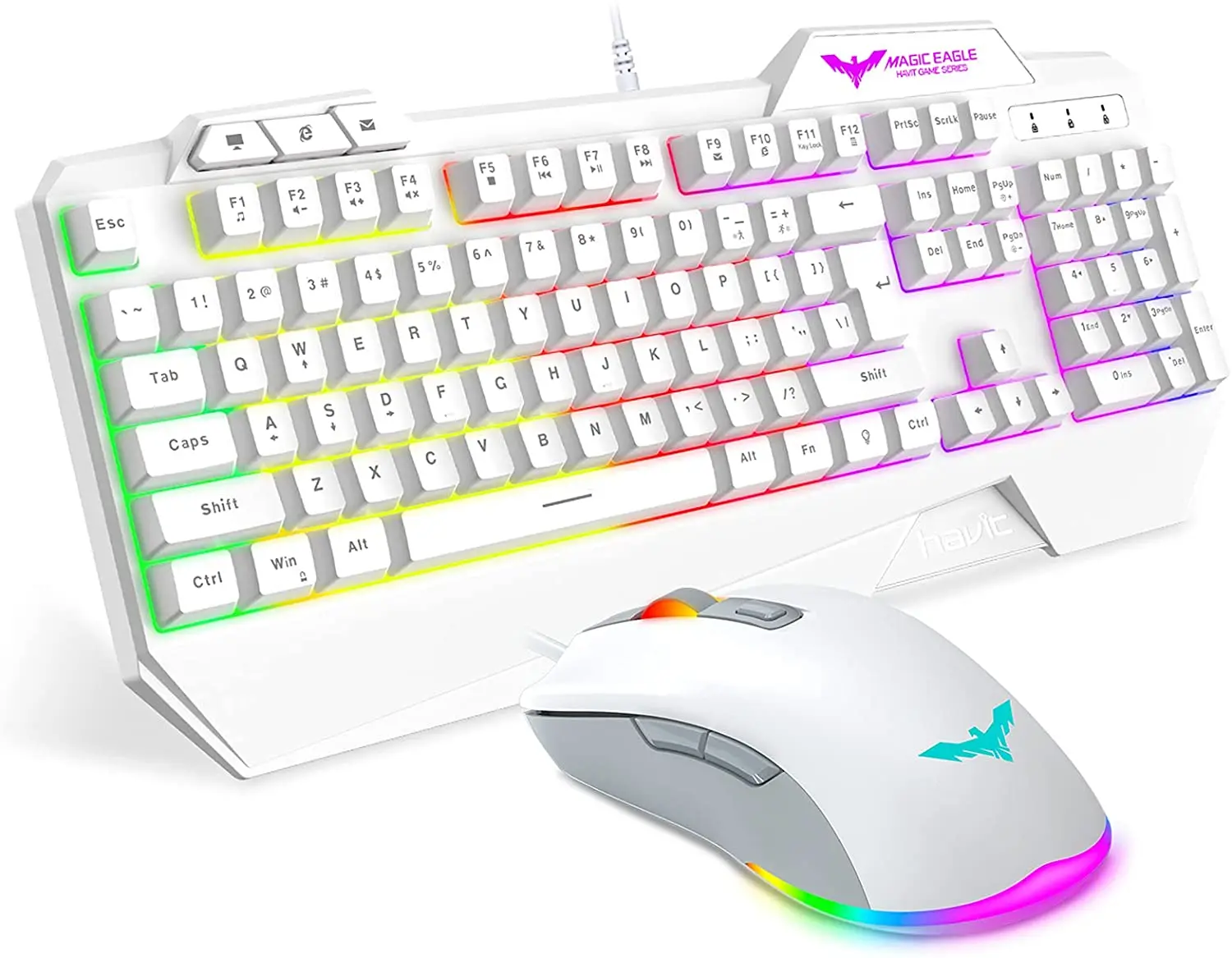 

Клавиатура havit Проводная игровая с радужной подсветкой, светодиодный клавиш, 104 DPI