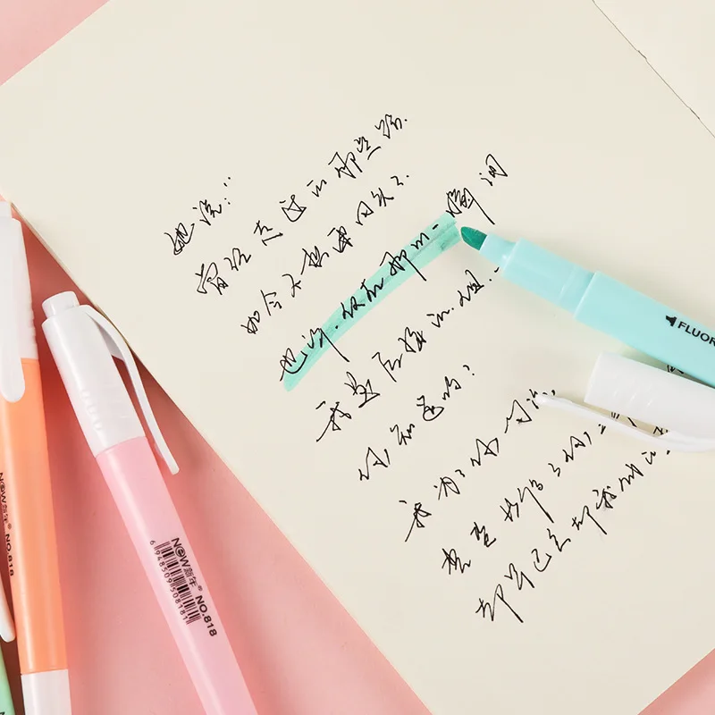 

6pcs/set Candy Color Highlighter Pen Marker Brush Pens Fluorescent Pen Drawing Highlighters Double-headed Using Pens