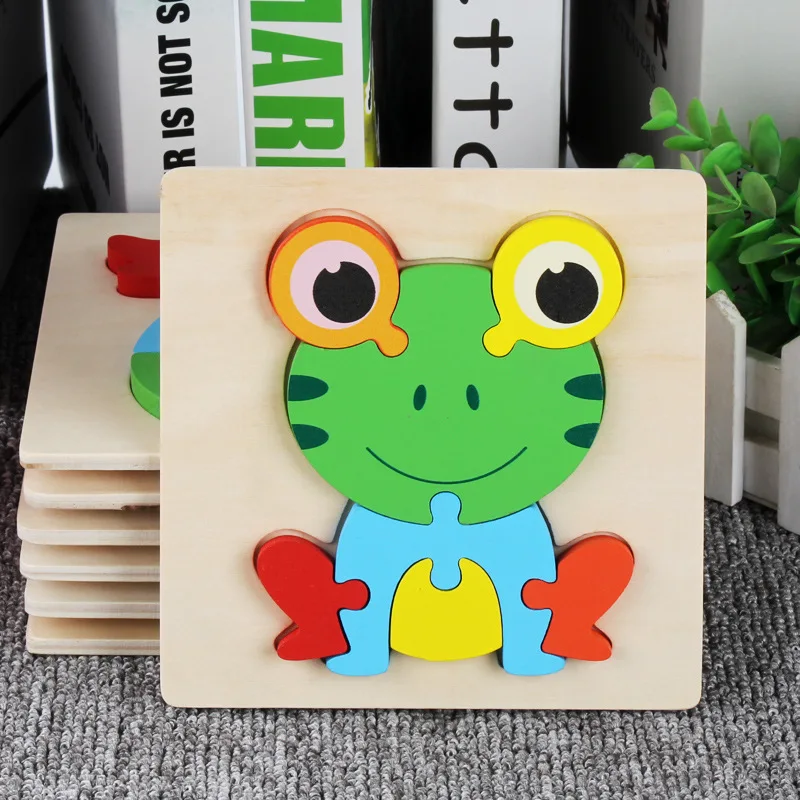 

Hot Sell Wooden 3D Puzzle Jigsaw Baby Learning Toys for Children Animal Puzzles Intelligence Kids Children Early Educational Toy