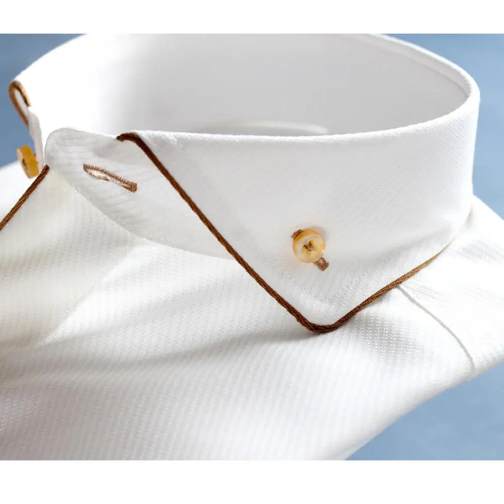 Windsor Collar Autumn White Shirts Men's Spring Long Sleeve Cotton Business Gentleman Slim Cufflinks Dress Blouse Korean Style