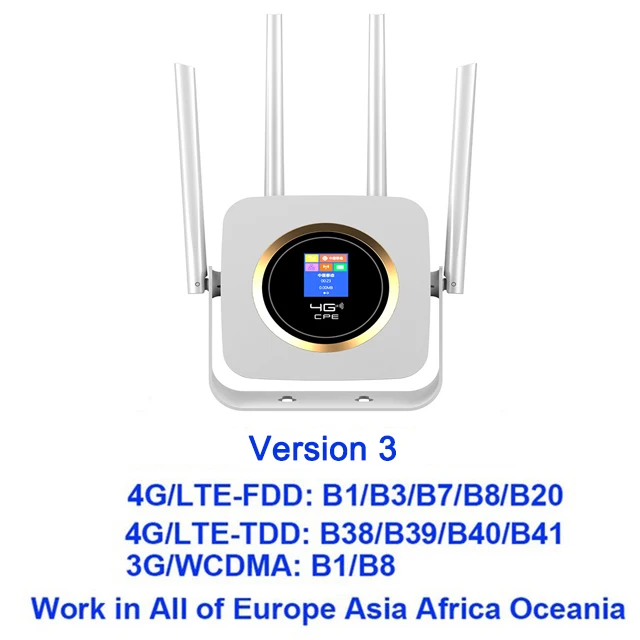 TianJie 4G Lte роутер Sim CPE 4G модем Мобильная точка доступа беспроводной Wifi широкополосный 4 Wifi антенна Ap Wi fi маршрутизатор вселенный шлюз - Цвет: Version 3