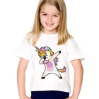 Детские Модные Забавные футболки с рисунком единорога, Детская летняя одежда, повседневные топы в стиле Харадзюку, Детские футболки для мальчиков и девочек