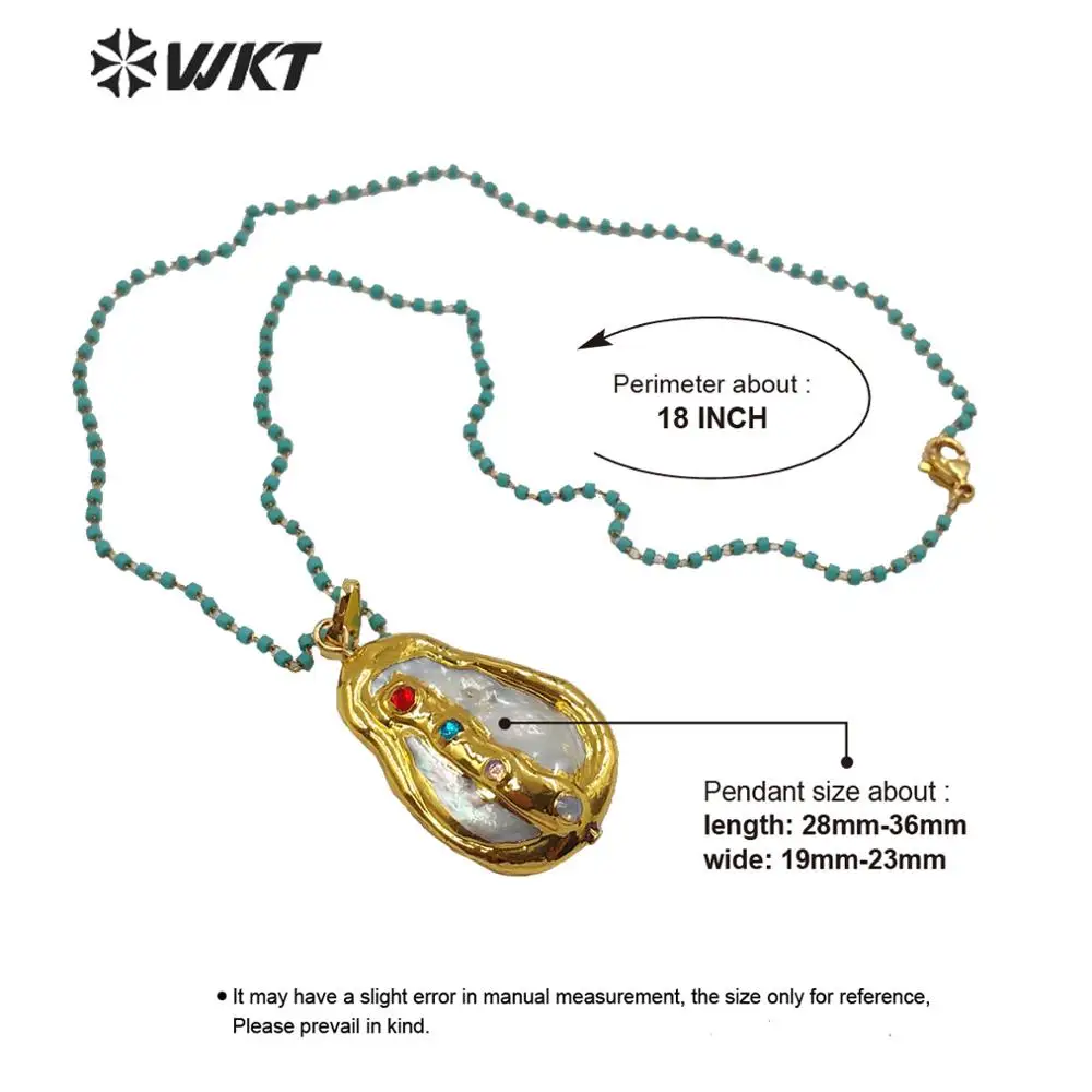 

WT-MN965 Wholesales Gold electroplated pearl charm necklace natural irregular freshwater pear declicate necklace for women
