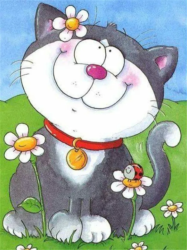 DIY Вышивка бисером животное мультфильм Кот Алмазная мозаика вышивка крестиком