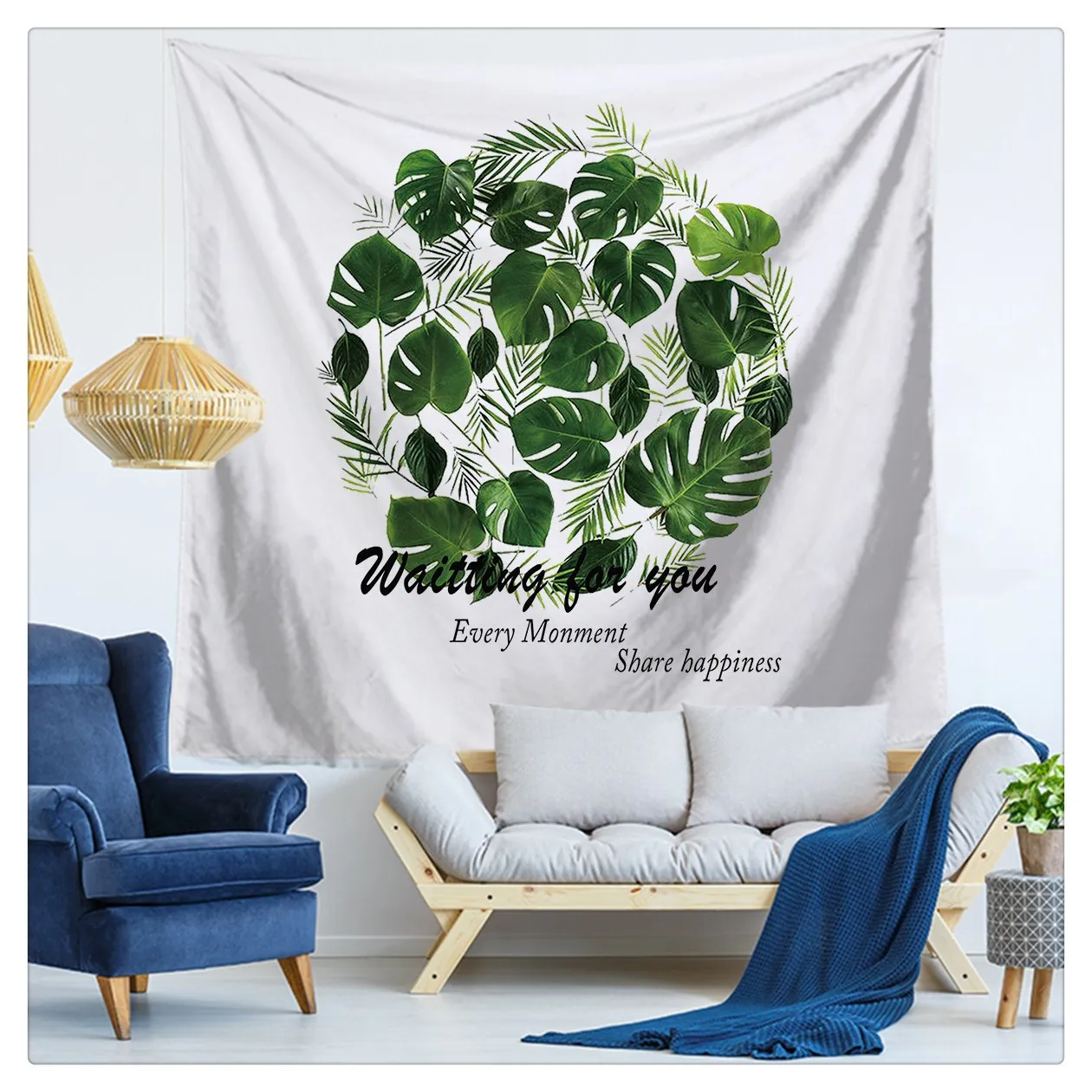 Принт &quotтропические растения&quot гобелен домашний декор пляжный чехол с листьями