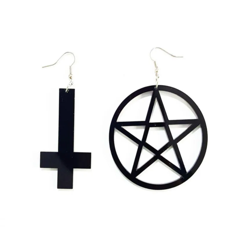 Женские серьги с пятиугольной звездой черные серьги-подвески в стиле рок хип-хоп
