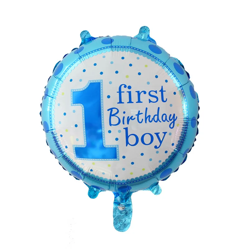 

5pcs/lot Happy Party Decoration 1st Birthday Theme 18 Inches Aluminum Foil Balloons Baby Shower Events Boys Favors Ballon