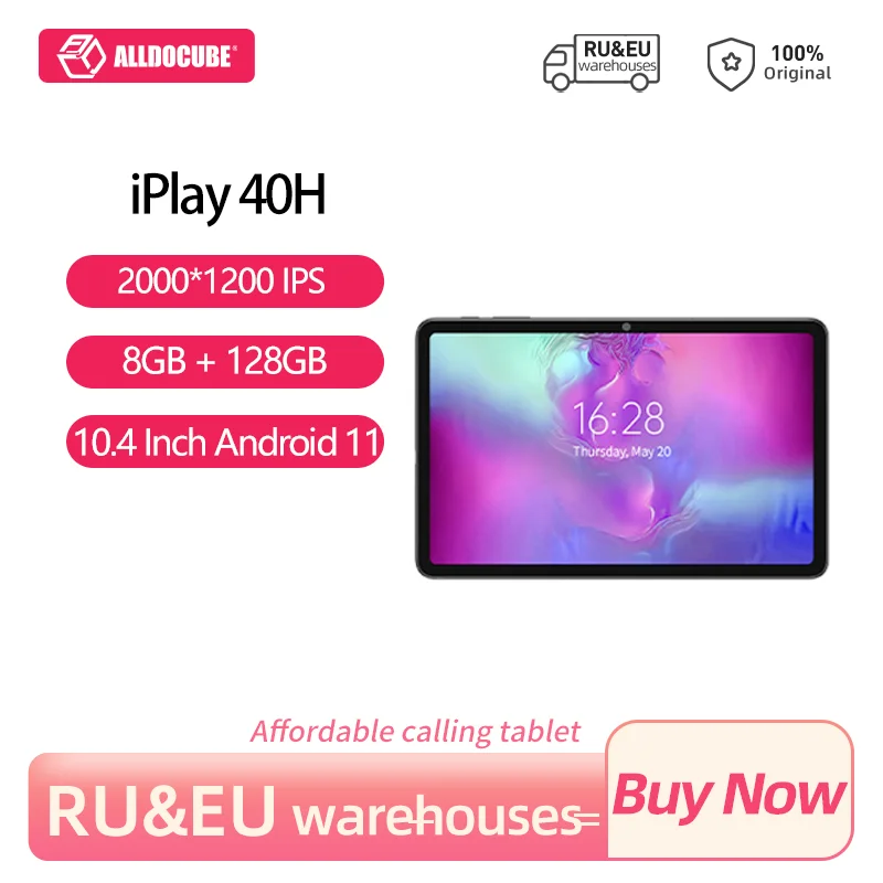 ALLDOCUBE iPlay 40H Tablet 1920x1200 4G Network UNISOC T618 Octa Core 8GB RAM 128GB ROM Tablets PC Android 11 BT5.0  Type-C